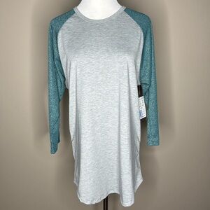 Womens LuLaRoe Randy 3/4 top t-shirt green glitter size XL. Very rare!